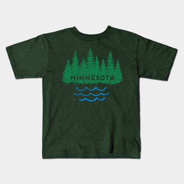 Minnesota Home Trees Lake Nature Outdoors Souvenir Kids T-Shirt by Pine Hill Goods